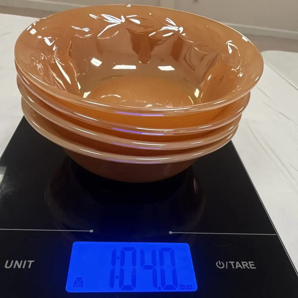 Copied - Fire-King Peach Laurel Stackable 4pc Bowl Set Mid-Century Pressed Glass